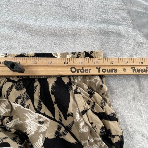 Royalty For Me Pants Womens Large Tan Tropical Leaf Wide Straight Leg Rayon - Picture 7 of 16